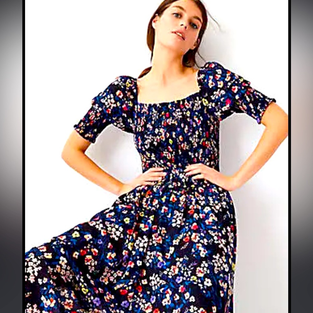 Ruched casual floral dress